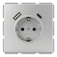 Изображение Розетка SCHUKO с заземлением и USB Type-A+C Jasmart серия FD, алюминий